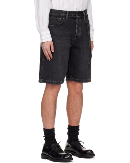 Acne Black Faded Denim Shorts for men
