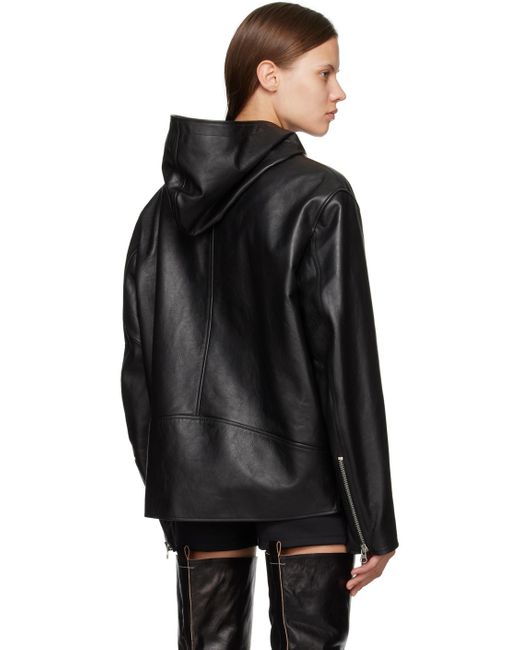 MM6 by Maison Martin Margiela Black Stitching Leather Biker Jacket