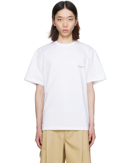 メンズ Wooyoungmi ホワイト Square Label Tシャツ White
