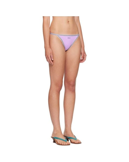 Versace Pink Embroidered-Logo Bikini Bottom
