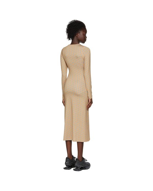 ROKH Black Brown Polyester Mid-length Dress