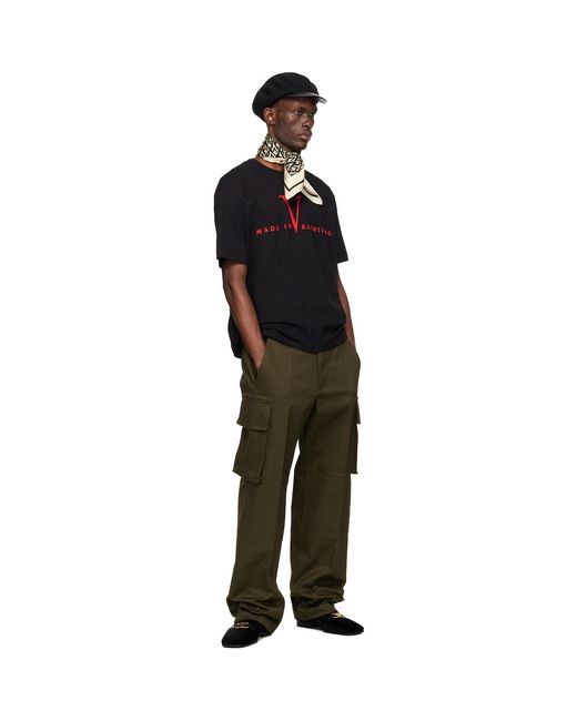 Valentino Green Khaki Cotton Gabardine Cargo Pants for men