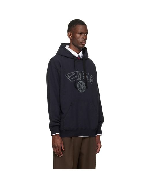 vowels Blue Faded Collegiate Hoodie for men