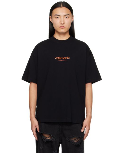 T-shirt noir à logos contrecollés Vetements pour homme en coloris Black