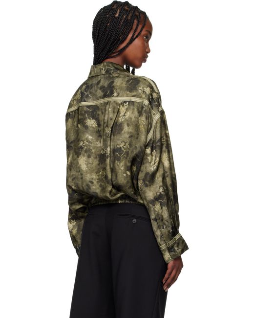 R13 カーキ Taped Crossover Bubble シャツ Black