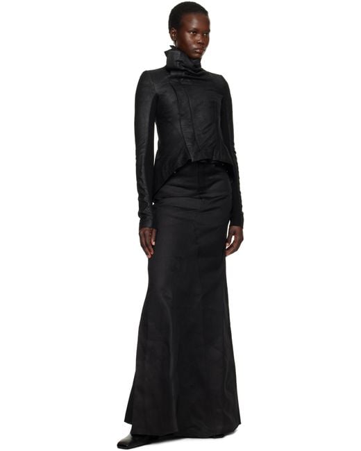 Rick Owens Black Hollywood Long Godet Maxi Skirt