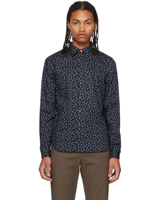 PS by Paul Smith Black Navy Floral Shirt for men