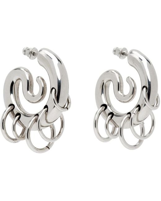 Panconesi シルバー Pierced Serpent フープピアス ブラック | Lyst