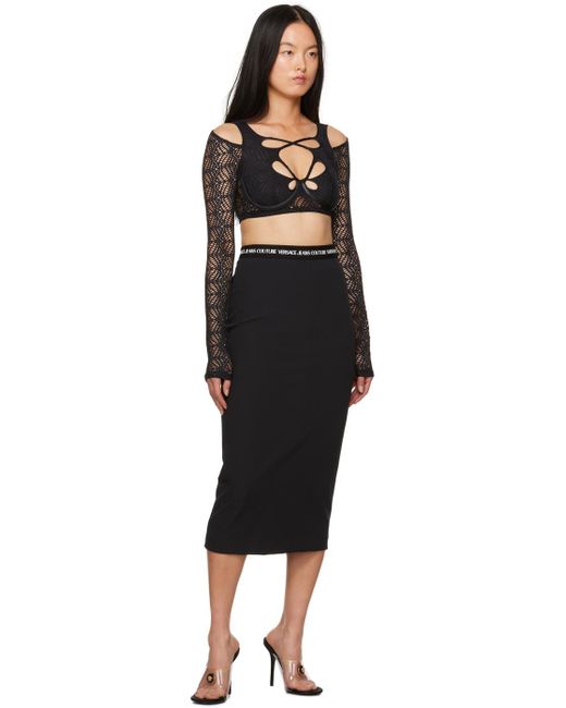Versace Black Bonded Midi Skirt
