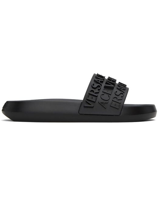 Versace Black Allover Slides for men