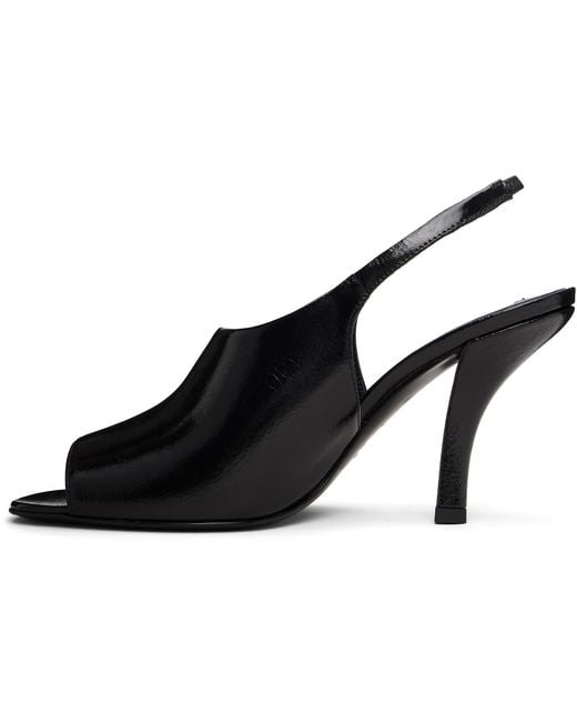 Totême Black Contour Naplack Slingback Heeled Sandals