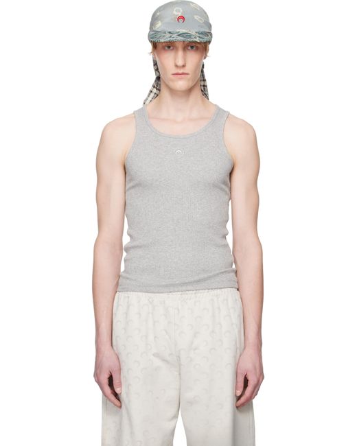 MARINE SERRE Black Organic Cotton Rib Tank Top for men