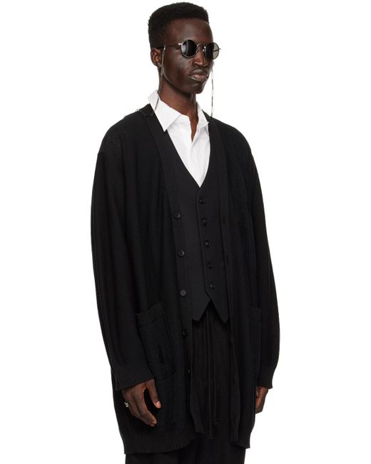 Yohji Yamamoto Black Distressed Cardigan for men