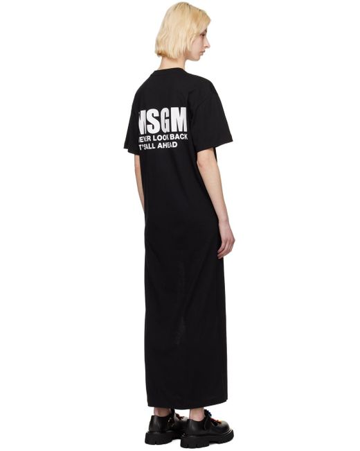 MSGM Black Side Slit Maxi Dress