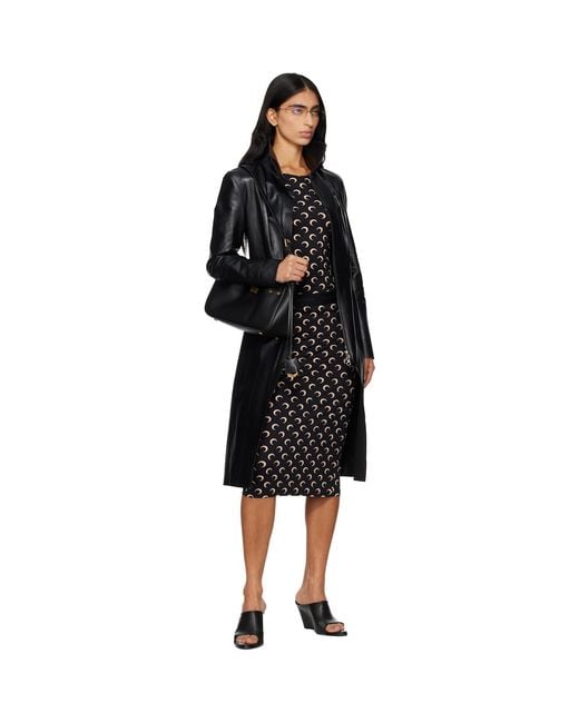MARINE SERRE Black Moon Printed Jersey Midi Skirt
