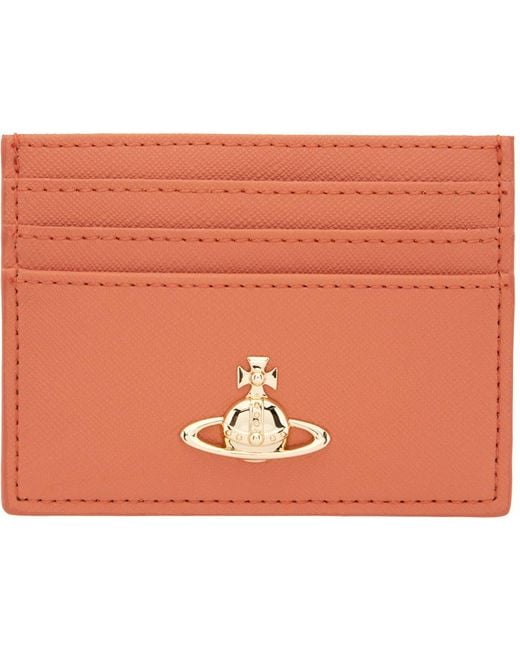 Vivienne Westwood Orange Saffiano Card Holder for men