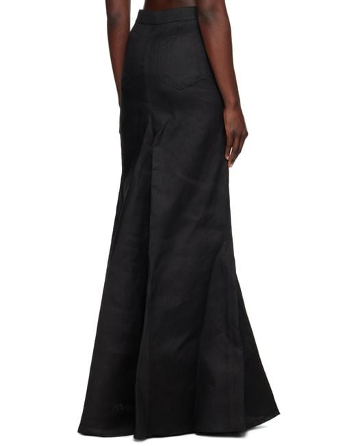 Rick Owens Black Hollywood Long Godet Maxi Skirt
