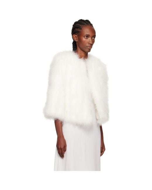Yves Salomon White Short Feather Jacket