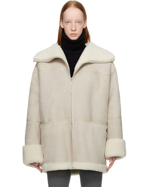 Totême Off-white Signature Shearling Jacket in Natural | Lyst