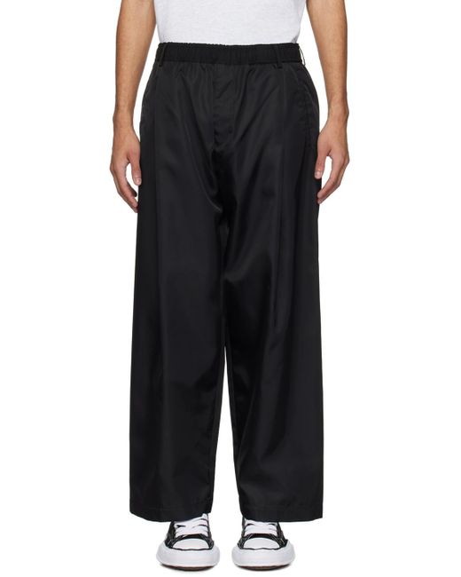 N. Hoolywood Black Tucked Easy Trousers for men