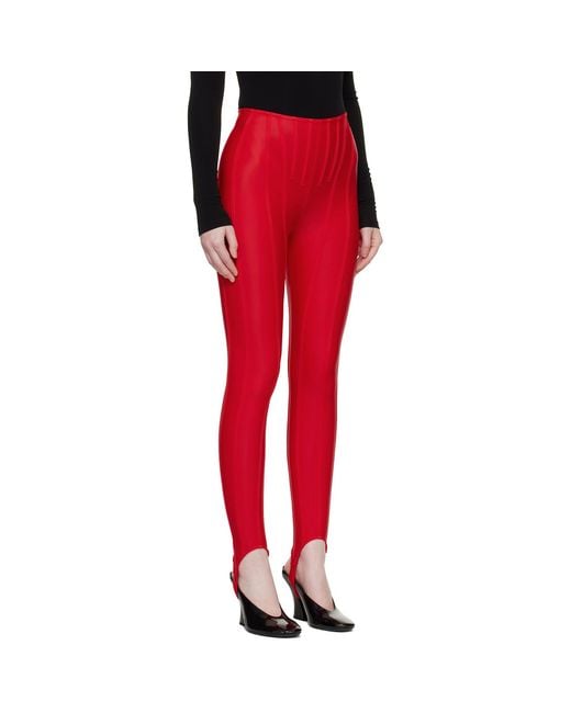 Mugler Red Ssense Exclusive Corseted Leggings