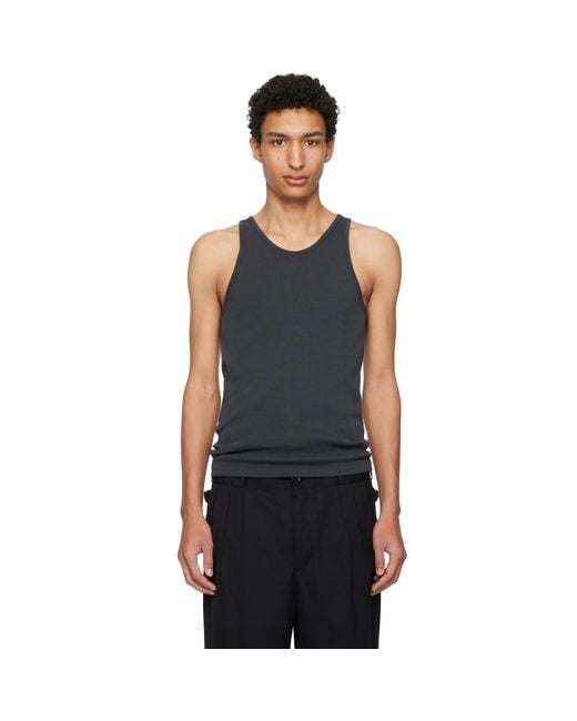 Maison Margiela Black Ribbed Tank Top for men