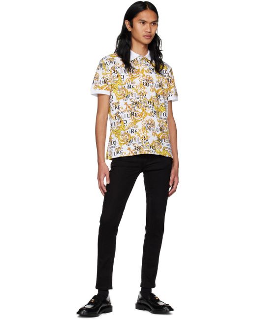 Versace Jeans Couture Orange Printed Polo for men
