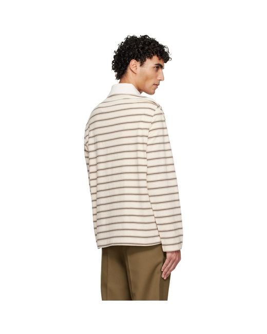 A.P.C. Multicolor Off- Long-Sleeve Striped Polo for men