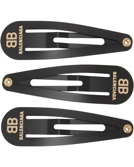 Balenciaga Black Three-Pack Hair Clips