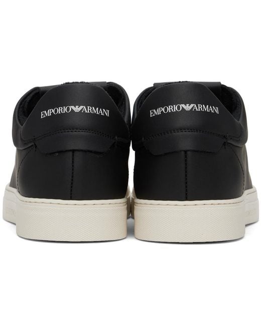 Emporio Armani Black Supple Leather Sneakers for men