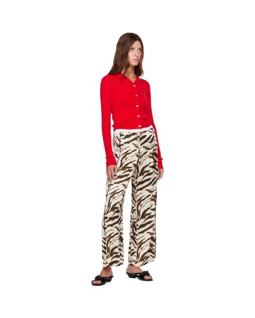 Ganni Multicolor Zebra Satin Lounge Pants