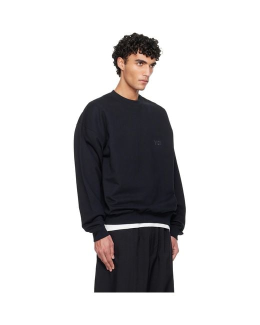 Y-3 Black Brushed Terry Crew Sweatshirt for men