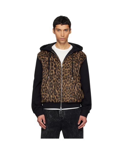 Lanvin Black Zipped Faux-Fur Hoodie for men