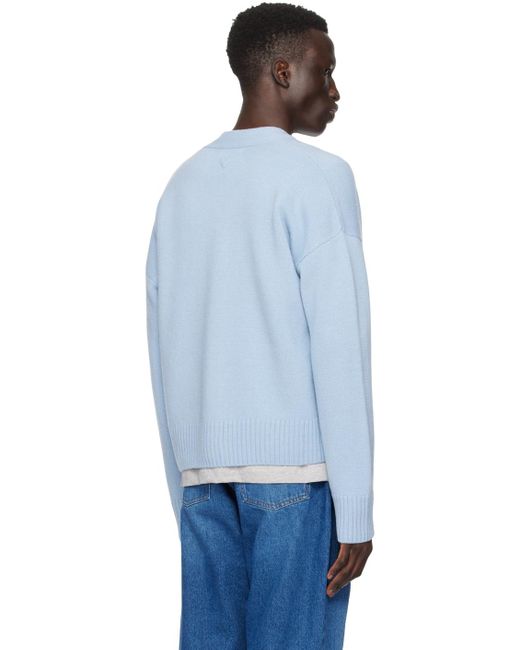 AMI Blue Cropped Cardigan for men