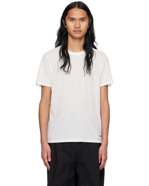 T-shirt blanc à col ras du cou Jil Sander pour homme en coloris White