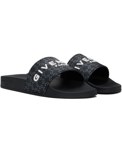 Givenchy Black Monogram 72 Pool Slides for men