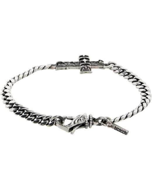 Emanuele Bicocchi Black Chain Notre-Dame Cross Bracelet for men