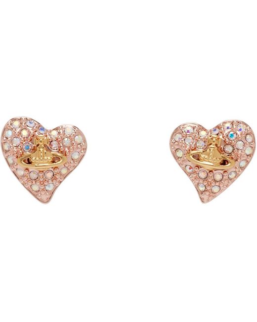 Vivienne Westwood Black Rose Tiny Diamante Heart Earrings for men