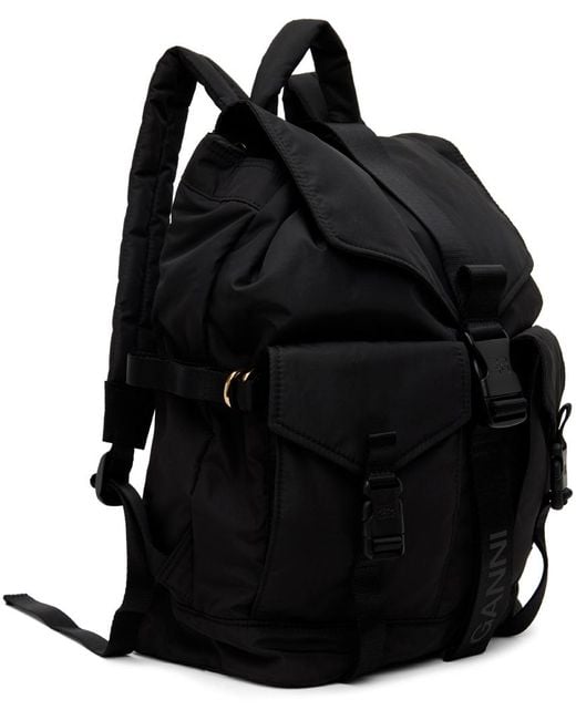 Ganni Black Tech Backpack for men
