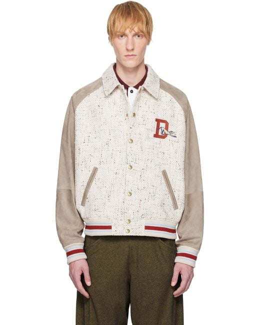 Drole de Monsieur Natural 'Le Bomber Tweed' Leather Bomber Jacket for men