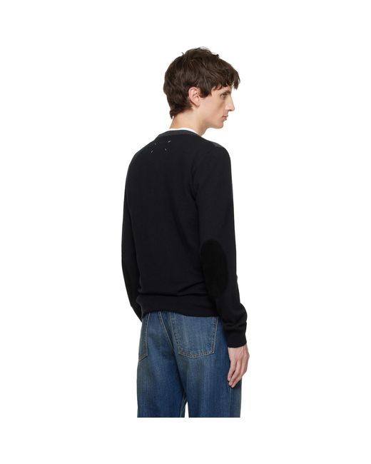 Maison Margiela Black Two-Tone Wool Sweater for men