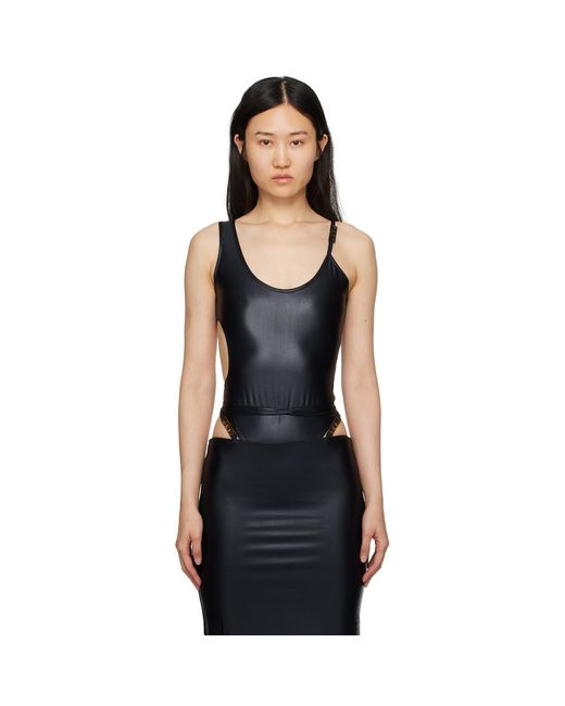 Versace Jeans Couture Black Asymmetric Bodysuit