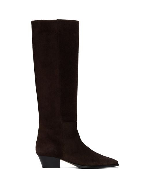 Aeyde Black Medea Suede Knee-High Boots