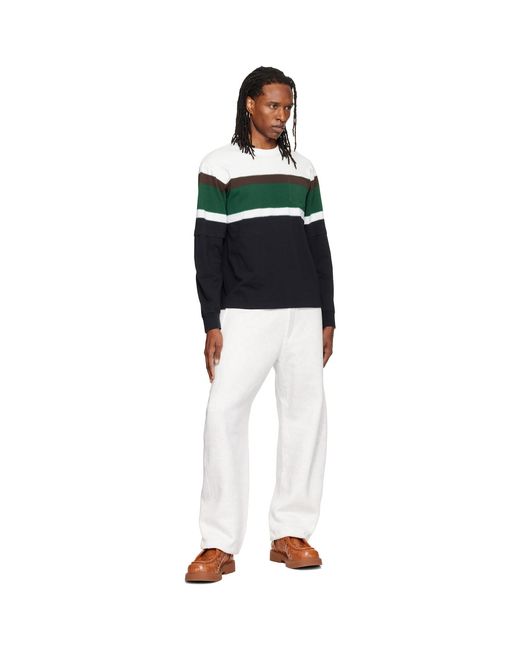 Sacai Green Chusen-Dyed Cotton Jersey L/S T-Shirt for men