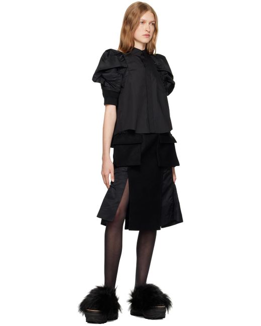 sacai ブラックパネルスウェット パフスリーブ ブラック パフスリーブ シャツ SACAI ブラック パフスリーブ シャツ