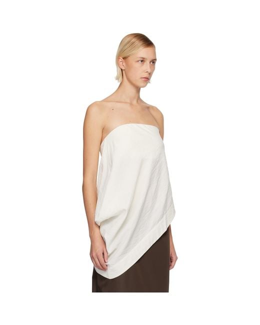 St. Agni White Off- Cloud Asymm Drape Top