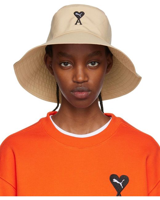 AMI Synthetic Puma Edition Bucket Hat in Orange | Lyst