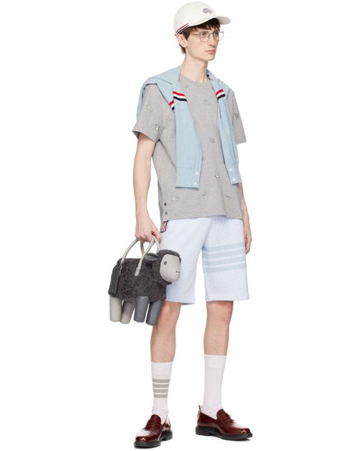 Thom Browne Multicolor Gray Embroidered T-shirt for men
