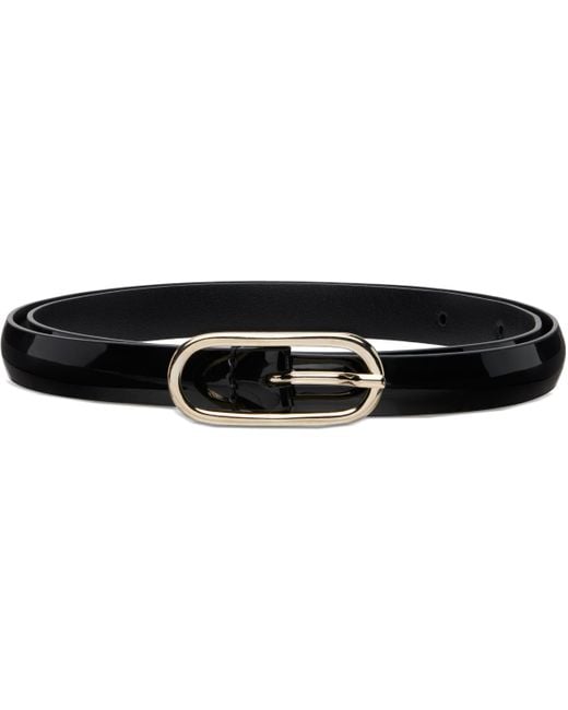 Andersons Black Super Skinny Leather Oval Buckle Belt