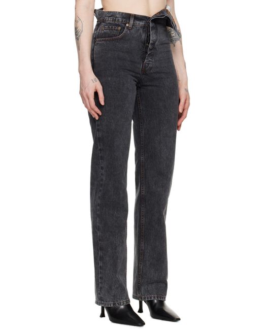 Y. Project Black Asymmetric Waist Jeans